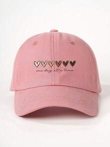 1pc Outdoor Printed Heart Gradient English Letter Adjustable Baseball Cap, Sunblock Casual Hat Suitable For Spring And Autumn Travel, Beach Holiday, For Women, Y2K Style, Valentine's Day Valentines - A - 查看 11