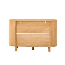 Modern Sideboard With Multifunctional Storage Space For The Hallway, Sideboard With Refrigerator-Like Doors And Adjustable Feet, Ideal For Hallway, Corridor Or Living Room (Natural) - Khaki - View 10