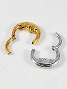 1 pieza Clicker de septum en forma de luna de acero inoxidable, joyería de septum en forma de serpiente/corazón de 16G, pendientes espirales delicados para mujeres - Multicolor - Ver 2