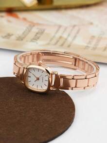 Đồng hồ nữ mặt nhỏ thời trang mới, đồng hồ sinh viên đa năng và nghệ thuật, phong cách ngọt ngào và tươi mới, đồng hồ đeo tay dây sắt cá tính, độc đáo. - Hoa hồng vàng - Xem 4