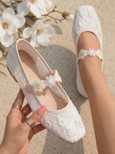 planare 新款女士优雅轻便舒适平底鞋，搭配针织花卉图案，夏季款