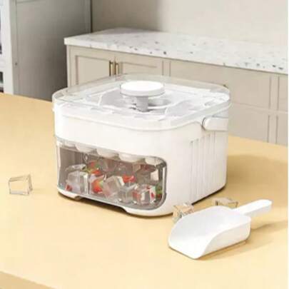 Khay làm đá 50 ngăn với nắp đẩy dễ dàng - Thiết kế hai lớp dung tích lớn, hộp đựng thực phẩm bằng nhựa dùng trong tủ đông. Dụng cụ nhà bếp thiết yếu. Thích hợp cho bếp xe RV và sử dụng tại nhà.