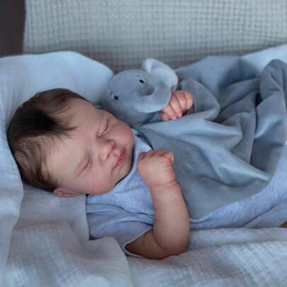19 Inch/48cm Cute Reborn Baby Doll, Perfect Gift For Girls, Handmade Full Vinyl Body, 3D Realistic Hand-Painted Textured Skin, Ideal Christmas/Birthday/Thanksgiving Collectible Gift