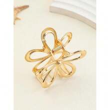 1pc Women's Simple Flower Design Metal Hair Claw, Fashionable Plum Blossom Alloy Chic Hair Clip For Everyday Use, Parties, Shower,School,Flower Claw,Hair Accessories,Claw Clips,Hair Jaw Clip,Hair Clutch Fall Winter For Vacation Outfits Woman - 彩色 - 查看 3