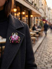 Luxury Enamel & Rhinestone Beetle Brooch - Unisex Casual Party Jewelry Accessory / Friend Gift Decorative Pin - Beetle - View 5