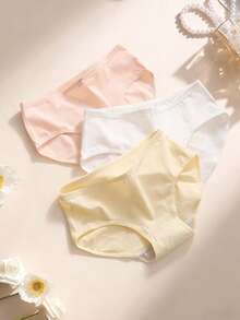 5pcs/Set Celana Dalam Wanita Katun Lembut dengan Hiasan Pita Manis, Warna Polos, Pinggang Rendah, Nyaman dan Bernapas untuk Sehari-hari - MultiWarna - View 6