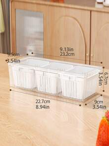 1 Conjunto de Recipientes Reutilizáveis para Armazenamento de Alimentos com Tampas, Caixas Organizadoras Transparentes de 3 Compartimentos para Geladeira para Salada, Frutas, Vegetais, Condimentos, Caixa de Almoço Portátil para Viagem e Uso Externo - Multicolorido - Visão 7