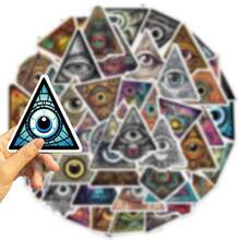 50pcs Eye Of God Stickers Vinyl Stickers, For Scrapbook, Journaling, Laptop, Skateboard, Bottles, Computer, Phone, Cartoon, Hard Hat, Car Stickers And Decals Scrapbook Supplies Scrapbooking - PMS174 - View 2