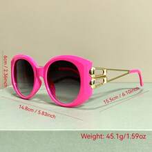 Large Frame Round Glasses,  Fashion Decorative Eyeglasses, Hollowed Metal Frame Legs Eyeglasses For Men And Women - Màu Hồng Tươi - Xem 1