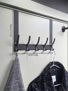 1pc Space-Saving Over-The-Door Hook, Multi-Hook Design, Suitable For Bathroom, Kitchen, Living Room And Bedroom, Wall-Mounted Coat Rack, No-Drill Installation, Multi-Purpose Hook, Multi-Functional Storage Tool - Multicolor - View 18