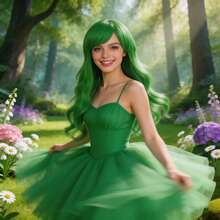 Vibrant Green Long Wavy Cosplay Wig With Bangs For Women - Premium Heat-Resistant Synthetic Fiber, Natural Curly Ends, Full And Fluffy Style -Perfect For St. Patrick's Day, Anime Cosplay, Holiday, Comic Con, Party Costume And Daily Fashion. Natural Looking, Easy To Style And Maintain, Adjustable Breathable Cap Fits Most Head Sizes, Great Gift For Birthday - Multicolor - View 2