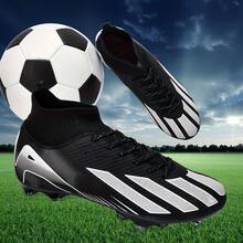 1 Par de Chuteiras de Futebol/Futebol Unissex para Adultos e Jovens, Sola Macia, Adequadas para Jogos, Treinos, Campos de Grama Macia ao Ar Livre, Botas de Futebol Leves para Campus, Sapatos de Futebol Profissionais de Alto Desempenho, Direta da Fábrica, Múltiplas Cores Disponíveis - Preto - Visão 4