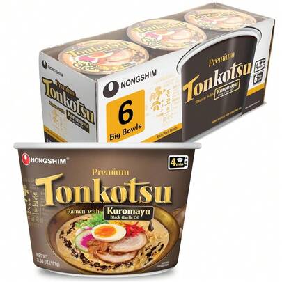  Nongshim Tonkotsu Ramen With Kuromayu Noodle Big Bowl, 3.56 Ounce (Pack Of 6)