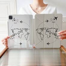 1 Ốp bảo vệ máy tính bảng hình bản đồ thế giới và máy bay, gập 3 góc độ, có nam châm, khe cắm bút và chức năng tự động tắt/mở màn hình, tương thích với iPad Pro/Air, và Pad 5/6/32. - Nhiều màu - Xem 10