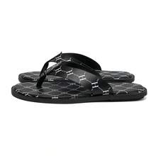 Men's Printed Flip Flops, Beach Style H-Pattern Thong Sandals, Comfortable For Beach, Casual Commute, Versatile - Black - View 6