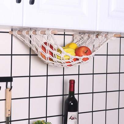 1 chiếc giỏ lưới treo đựng trái cây và rau củ phong cách Bohemian Bắc Âu tối giản, giỏ đựng trái cây nhà bếp, thích hợp để trong bếp, dưới bàn, trang trí nhà cửa, trang trí tủ.