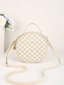 Mẫu mới năm 2026, túi xách đeo vai tròn in chữ M dễ thương, tối giản, đa năng dành cho nữ. - Nhiều màu - Xem 12