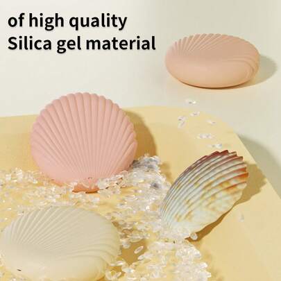 1 hộp đựng bông trang điểm bằng silicon, hộp đựng bông trang điểm chống bụi, giá đỡ bông trang điểm, hộp đựng đồ du lịch di động, hộp bảo vệ bông trang điểm hình vỏ sò sáng tạo.