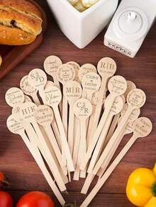 Removedores de cóctel de madera personalizados, palitos de mezcla de cóctel de madera, removedores de boda, removedores de bebidas con letras artísticas - Excelente - Ver 9