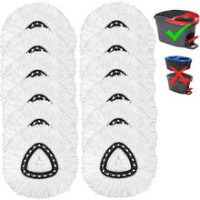 4 Pack Mop Heads Replacements Easy Wring Spin System, Microfiber Refills, Easy Cleaning Mop Replace - 12件裝單槽拖把 白色 - 查看 1