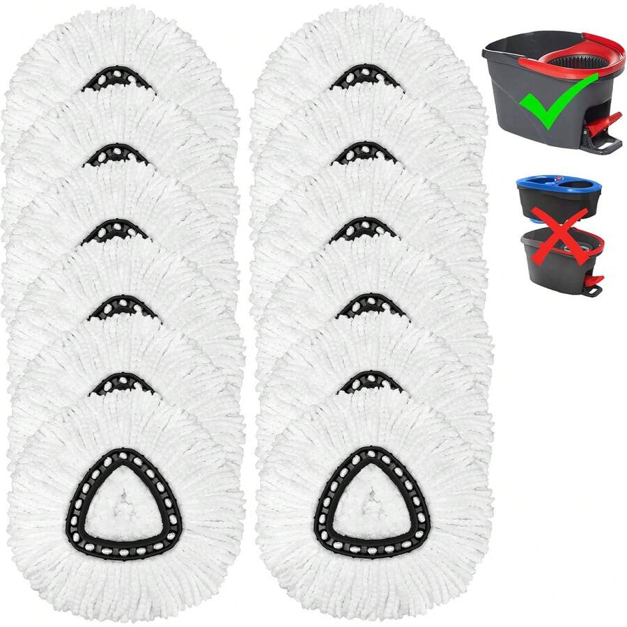 4 Pack Mop Heads Replacements Easy Wring Spin System, Microfiber Refills, Easy Cleaning Mop Replace - 12件裝單槽拖把 白色 - 查看 1