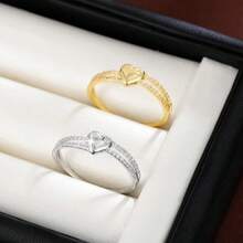 1pc Unique Heart-Shaped Ring, Suitable For Women, Party Jewelry Gift, Romantic Elegant Lady's Ring With Synthetic , Suitable For Daily Wear - Multicolor - View 2