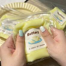 1个黄油块，硅胶材质，黄油块挤压玩具，超慢回弹，逼真食物造型，超级柔软Q弹，青少年及成人减压挤压玩具，生日/节日礼物 - 彩色 - 查看 5