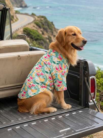Dog Leisure Shirts For Summer - Breathable Lightweight Dog Summer Clothes, Summer Shirts For Small Medium Large Dogs, All Over Printing Dog Clothes - Watermelon And Banana Pattern