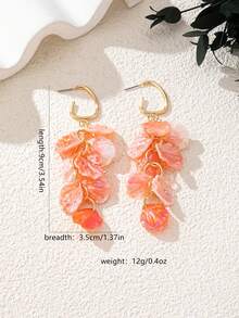 1 Pair Random Ombre Pink Shell Petal Tassel Earrings, Long Tassel Fashion Earrings - Pink - View 2