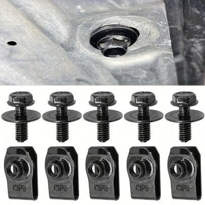 Bộ vít tự ren M6 đa năng, bền bỉ, 10/20/50 chi tiết - Bao gồm kẹp chữ U, bu lông máy, đinh tán và ốc vít, phụ tùng sửa chữa ô tô chống ăn mòn, thích hợp cho nắp động cơ xe máy, lớp lót cản xe hơi, cản xe, tấm thân xe và cố định an toàn.