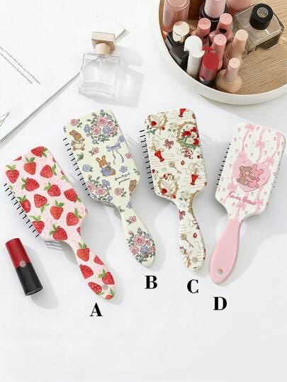 1把可爱碎花图案直发梳，大号气垫梳，适合各种发质，是送给她的绝佳生日或节日礼物