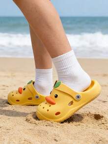 1双可爱卡通男女通用婴儿防滑平底休闲透气凉鞋，适合春夏穿着 - 芥末黃 - 查看 3