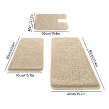 3-Piece Soft Cashmere Fleece Bathroom Rug Set, (16x32in,16x24in,16x20in) 3PC Comfy Non Slide Memorys Foam Bath Mat Absorbent Bath Rug Perfects For Bathroom Laundry Room Mat Bathroom Mat Bathroom Accessories - 3pcs Khaki - View 3
