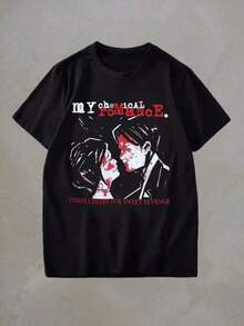 Graphic-Shirt Cotton Tees Size PlusMy Chemicals Romance T Shirt Women Fashion T-Shirts Cool Hip Hop Men Tshirt Casiual Summer Vintage Anime Unisex Top Tee ,Y2K,Oversized Shirt Men S-5XL,Summer Tops - màu đen - Xem 1