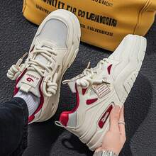 男士复古休闲运动鞋，春秋新款，夏季防滑增高时尚硫化鞋 - 紅色 - 查看 5