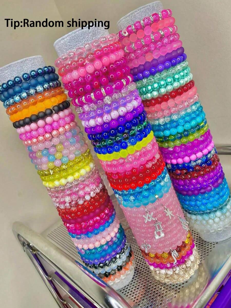 10pcs Random Beaded Stretch Bracelet (Random Shipping) - Multicolor - View 1