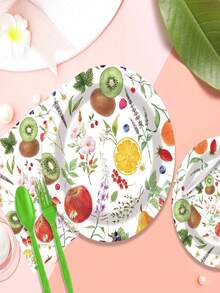 10 chiếc đĩa giấy và khăn ăn dùng một lần chủ đề trái cây, thích hợp cho tiệc mùa hè trên bãi biển, tiệc sinh nhật, tiệc cưới, đồ dùng cho mọi dịp. - nhiều màu - Xem 3