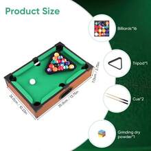 Mini Pool Table Top,Mini Table Pool Game For Adults,Mini Snooker Table With 16 Balls, 2 Cues, Chalk And Triangle,Family Games, Camping Parties,Gift - Green - View 9