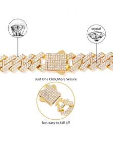 Dây chuyền mắt xích Cuban sáng bóng 14mm, unisex, kiểu dáng punk, đính đá lấp lánh màu bạc, quà tặng. - Trang sức Hip Hop - Xem 10