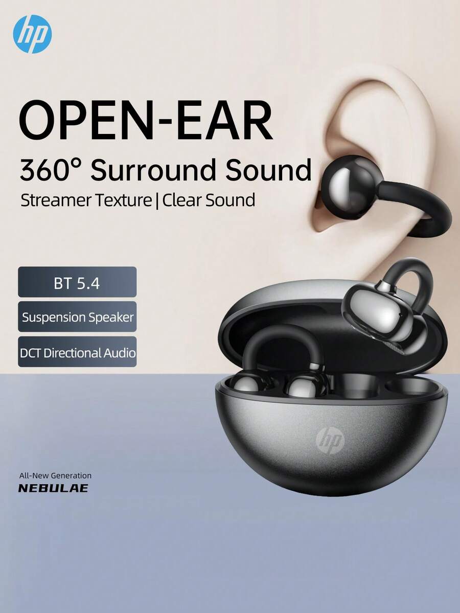 HP H10M 开放式无线耳机，蓝牙 5.4 轻巧耳机，IPX4 防水，30 小时续航，带麦克风，适用于学生、办公、游戏和安卓设备 - 查看 1