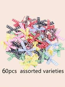 60 chiếc nơ bướm mini kẻ caro thủ công, nơ gói quà, phụ kiện quần áo nội y, kẹp tóc, đồ dùng DIY - Xem 3