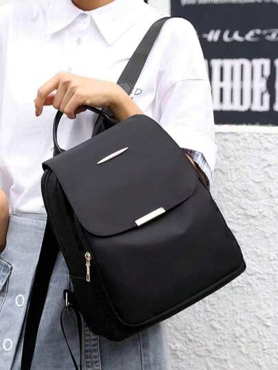 Women's Large Capacity Backpack, Solid Color Classic Style Ladies Handbag, School Backpack