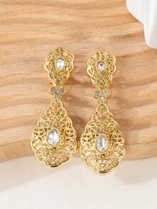 一对摩洛哥风格新娘耳环，镶嵌水钻，女士派对/节日耳环，节日礼物 - D-ER0070 - 查看 5