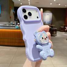 Cute Bear Phone Case, Macaron Phone Case + Compatible With IPhone 17 Pro Max/16 Pro Max/15 Pro Max/14 Pro Max/13 Pro Max/12 Pro Max/11 Pro Max/XS Max/7/8 Plus, Compatible With Samsung, Honor, - Light Purple + Hydrogel Film - View 2