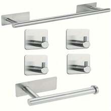6pcs Bathroom Hardware Set - Towel Rack, Toilet Paper Holder, Robe Hook, Wall Mounted, Mother's Day Gift - Multicolor - View 12