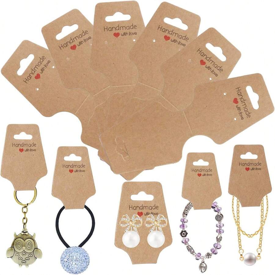 50pcs Kraft Paper Jewelry Display Cards, Suitable For Jewelry, Bracelet, Necklace Display, Small Business Supplies - Storage Card - View 1