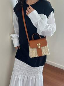 2026 Spring New Handwoven Bag, Fashionable Casual Crossbody Handbag Small Square Bag For Women - Beige - View 4
