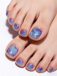 Beauty Sticker 22 miếng dán móng chân họa tiết tinh vân chuyển sắc xanh tím mùa xuân/hè, hình dán móng chân mộng mơ tinh tế, dễ dán, thích hợp cho nữ giới tự làm móng tại nhà. - Màu xanh lam - Xem 2