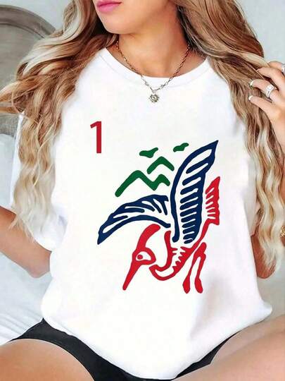 100% Cotton Mah Jong Sozu One Tile Mahjong Costume T-Shirt Summer Tees Women