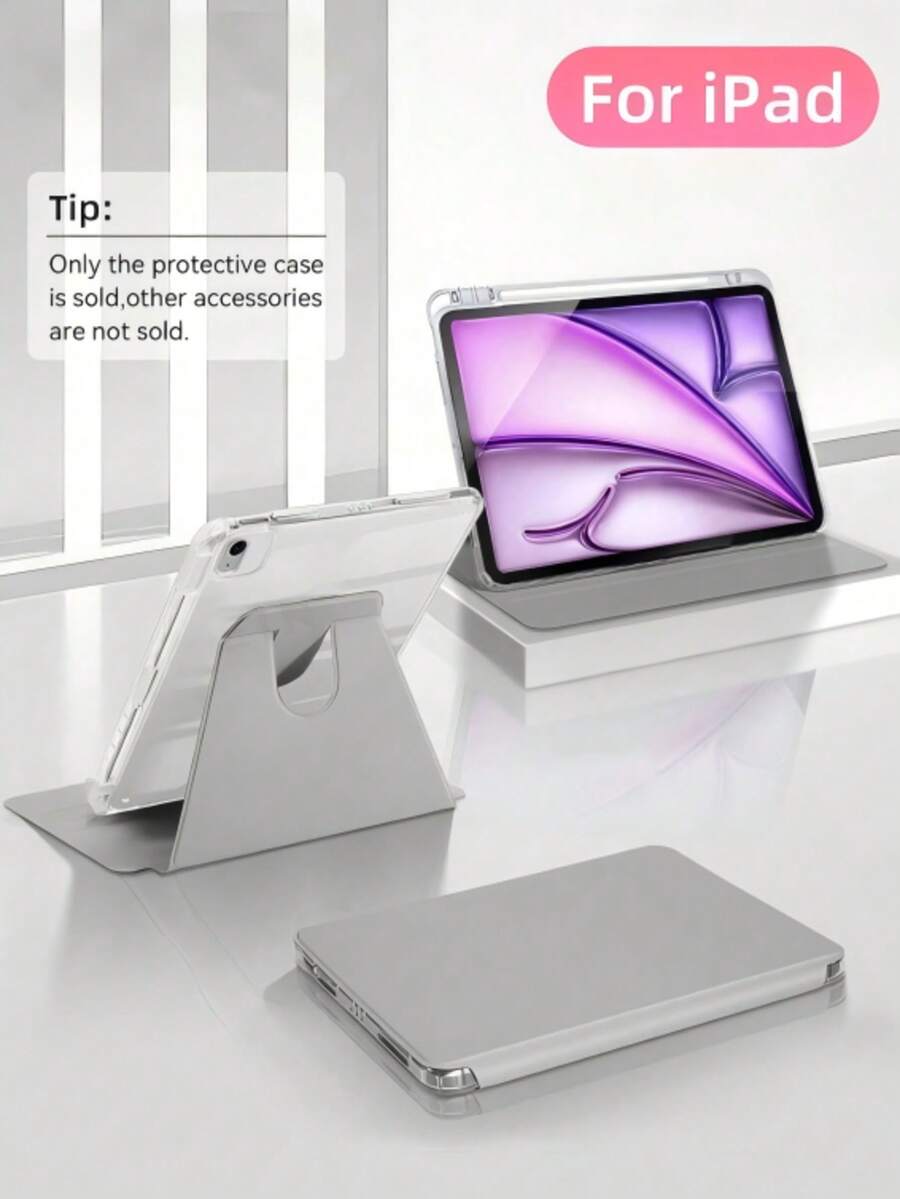 360°旋转透明亚克力保护壳，平板电脑支架保护套，兼容iPad/GalaxyTab/LenovoTab/LenovoXiaoxin PAD/LenovoIdea Pad/MatePad/HonorPad/XiaomiPad/RedmiPad等平板电脑型号，也兼容iPad A16（2025款）、Air 11/13、M2/M3/M4/M5、Pro 11/13、Air 4/Air 5/Air 6/Air 7/Air 8（10.9英寸，2022款）、第九代、第八代、第七代（10.2英寸）、第五代、第六代（9.7英寸）、第十代、第十一代（10.9英寸，2021款）、Pro 11/12.9英寸、Mini 6/Mini 7。 - 灰色 - 查看 1